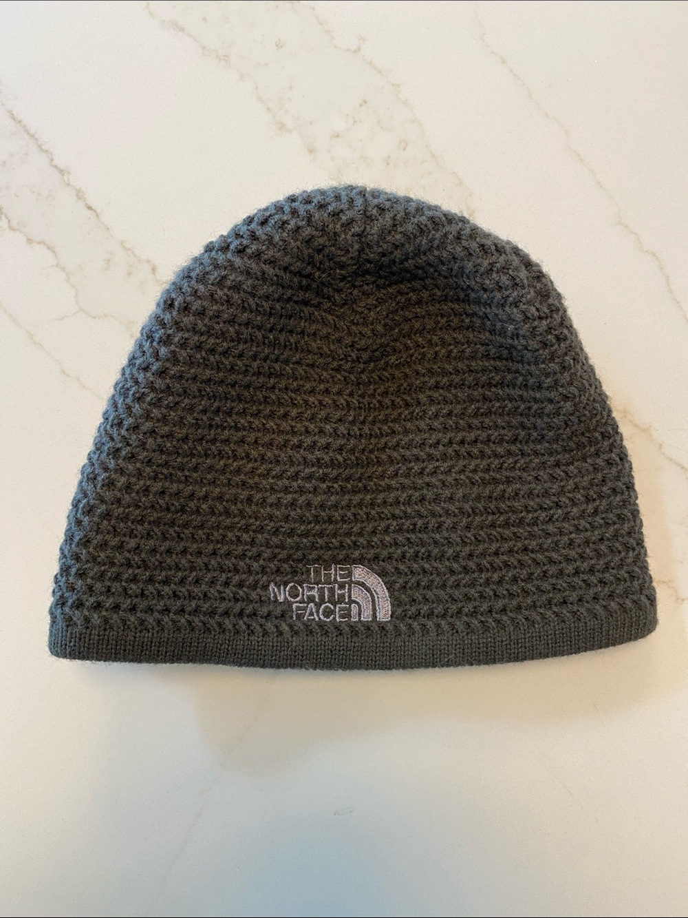 The North Face Unisex Dark Gray Knit Beanie with Embroidered Logo